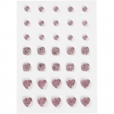 Strasssteine, rund, quadratisch, herzförmig, Größe 6+8+10 mm, Rosa, 1x35Stk/ 1 Pck