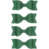 Papier-Schleifen, Größe 31x85 mm, Grün mit Glitter, 4 Stk/ 1 Pck