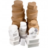 Schachteln aus Pappe, Größe 6,5-18 cm, Braun, Weiß, 30 Stk/ 30 Set