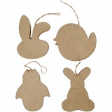 Oster-Aufhänger, Häschenkopf, Küken, Küken im Ei und Kaninchen, H 10 cm, 1x4Stk/ 1 Pck