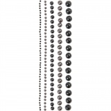 Halbperlen, Größe 2-8 mm, Schwarz, Anthrazitgrau, 1x140Stk/ 1 Pck