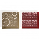Dekofolie mit Transferblatt, Traditionelle Weihnachten, 15x15 cm, Gold, Rot, 2 Bl./ 2 Pck