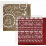 Dekofolie mit Transferblatt, Traditionelle Weihnachten, 15x15 cm, Gold, Rot, 2 Bl./ 1 Pck