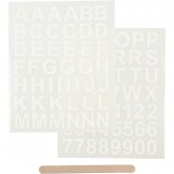 Rub-on Stickers, Buchstaben & Zahlen, H 17 mm, 12,2x15,3 cm, Weiß, 1 Pck