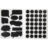 Tafel-Sticker, Kreise und Sprechblasen, 14x18 cm, Schwarz, 1x2Bl. sort./ 1 Pck