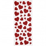 Sticker mit Glitter, Herzen, 10x24 cm, Rot, 1x2Bl./ 1 Pck