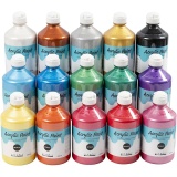 Acrylfarbe Metallic, Metallic, Sortierte Farben, 15x500ml/ 1 Pck