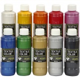 Textilfarbe, Perlmutt, Sortierte Farben, 250 ml/ 10 Pck