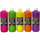 Textilfarbe, Sortierte Farben, 500 ml/ 5 Pck