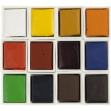 Art Aquarellfarbe, Halbwannen, 10x15x20 mm, Standard-Farben, 12Farbe/ 1 Pck