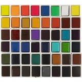 Art Aquarellfarbe, Halbwannen, Größe 10x15x20 mm, Standard-Farben, 48 Farbe/ 1 Pck