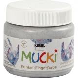 Mucki Fingerfarbe, Metallic-Silber, 1x150ml/ 1 Dose