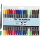 Textil-Marker, Strichstärke 2,3+3,6 mm, Standard-Farben, 1x20Stk/ 1 Pck