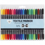 Textil-Marker, Strichstärke 2,3+3,6 mm, Standard-Farben, 1x20Stk/ 1 Pck