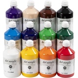 Acrylfarbe, Mattglänzend, Standard-Farben, 12x500ml/ 1 Pck