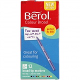 Berol Marker, D 10 mm, Strichstärke 1-1,7 mm, Sortierte Farben, 1x12Stk/ 1 Pck