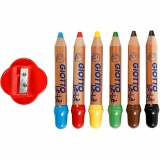 Buntstifte, L 10,5 cm, Dicke 13 mm, Mine 6 mm, Sortierte Farben, 1x6Stk/ 1 Pck