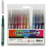 Colortime Glitter Marker, Strichstärke 2 mm, Sortierte Farben, 1x12Stk/ 1 Pck