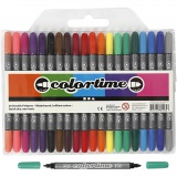 Colortime Dual-Filzstifte, Strichstärke 2,3+3,6 mm, Standard-Farben, 20 Stk/ 1 Pck