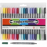 Colortime Dual-Filzstifte, Strichstärke 2,3+3,6 mm, Zusätzliche Farben, 1x20Stk/ 1 Pck