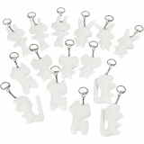 Schlüsselanhänger aus Stoff, Größe 6-10 cm, Weiß, 15 Stk/ 15 Pck