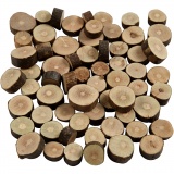 Holzscheiben - Sortiment, D 10-15 mm, Dicke 5 mm, 1x230g/ 1 Pck