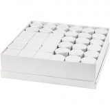 Mini-Deckelkartons (Sortiment), H 7+9 cm, Größe 4,5+6 cm, Weiß, 36 Set/ 36 Pck