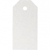 Geschenkanhänger, Größe 5x10 cm, Glitter, 300 g, Weiß, 15 Stk/ 1 Pck