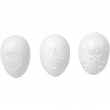 Eier, geprägt, H 6 cm, Weiß, 1x12Stk/ 1 Pck