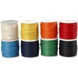 Baumwollband, Dicke 1 mm, Sortierte Farben, 40 m/ 8 Pck