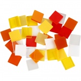 Mini-Mosaik, Größe 10x10 mm, Dicke 2 mm, Harmonie in Rot-Orange, 1x25g/ 1 Pck