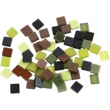 Mini-Mosaik, Größe 5x5 mm, Dicke 2 mm, Grün mit Glitter, 1x25g/ 1 Pck