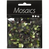 Mini-Mosaik, Größe 5x5 mm, Dicke 2 mm, Grün mit Glitter, 1x25g/ 1 Pck