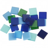 Mini-Mosaik, Größe 10x10 mm, Dicke 2 mm, Harmonie in Blau-Grün, 1x25g/ 1 Pck