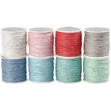 Baumwollband, Dicke 1 mm, Sortierte Farben, 40 m/ 8 Pck