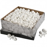 Styropor-Kugeln und -Eier, Größe 1,5-6,1 cm, Weiß, 550 Stk/ 550 Pck