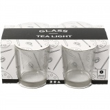 Teelichtglas, H 6,5 cm, D 4,5 cm, 1x4Stk/ 1 Pck