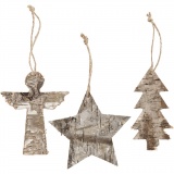 Weihnachtliche Holzfiguren, H 10 cm, B 8 cm, 1x3Stk/ 1 Pck