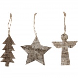 Weihnachtliche Holzfiguren, H 10 cm, B 8 cm, 1x3Stk/ 1 Pck
