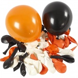 Luftballons, Rund, D 23-26 cm, Schwarz, Orange, Weiß, 1x100Stk/ 1 Pck