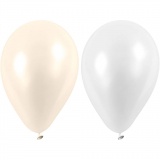Ballons, Rund, D 23 cm, Weiß, Perlmutt, 1x10Stk/ 1 Pck