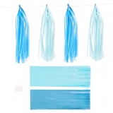 Papier-Quasten, Größe 12x35 cm, 14 g, Blau, Hellblau, 1x12Stk/ 1 Pck