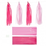Papier-Quasten, Größe 12x35 cm, Pink, Rosa, 1x12Stk/ 1 Pck