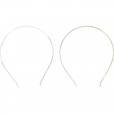 Haarreifen, L 14 cm, B 5 mm, Vergoldet, Versilbert, 2 Stk/ 1 Pck