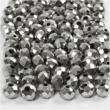 Glasschliffperlen, Größe 5x6 mm, Lochgröße 1 mm, Grau metallic, 1x100Stk/ 1 Pck
