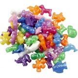 Kunststoffperlen-Mix Figuren, Größe 25 mm, Lochgröße 4 mm, Perlmuttfarben, 1x700ml/ 1 Dose