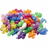 Kunststoffperlen-Mix Figuren, Größe 25 mm, Lochgröße 4 mm, Perlmuttfarben, 1x700ml/ 1 Dose