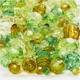 Facettenperlen-Mix, Größe 4-12 mm, Lochgröße 1-2,5 mm, Grün mit Glitter, 1x250g/ 1 Pck