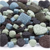 Lavaperlen-Mix, Größe 6-37 mm, Lochgröße 1+2 mm, Inhalt kann variieren , Sortierte Farben, 20 Strg./ 1 Pck