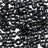 Rocailleperlen, D 3 mm, Größe 8/0 , Lochgröße 0,6-1,0 mm, Schwarz metallic, 25g/ 1 Pck